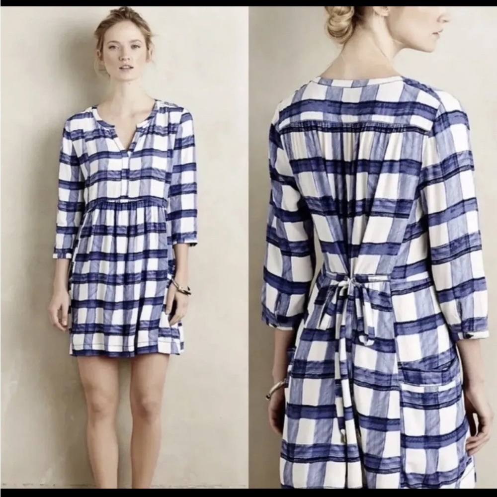 Blue and White Plaid Dress